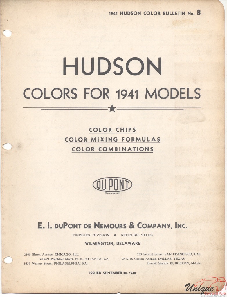 1941 Hudson Paint Charts DuPont 3